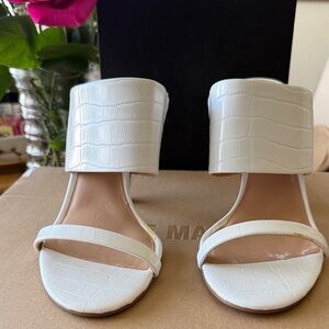 INC International Concepts White Croc-Embossed Slide Heels